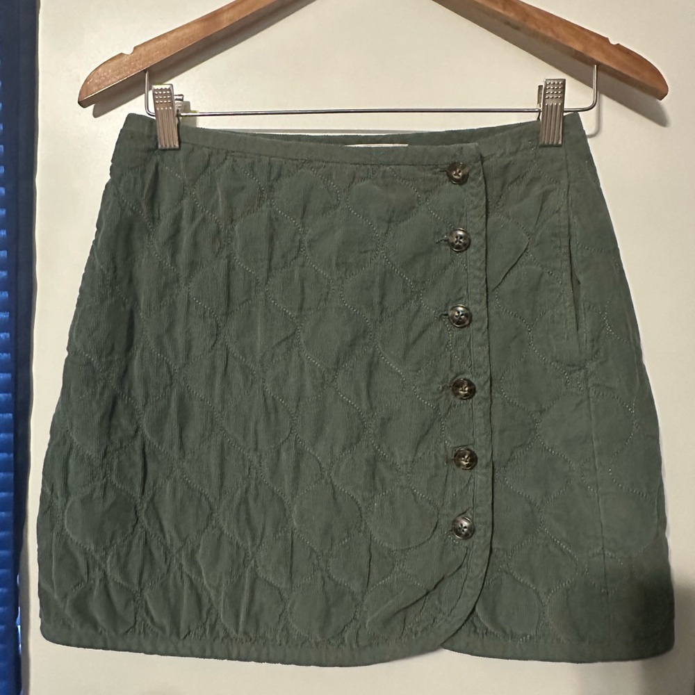 NEW Green Quilted Corduroy Mini